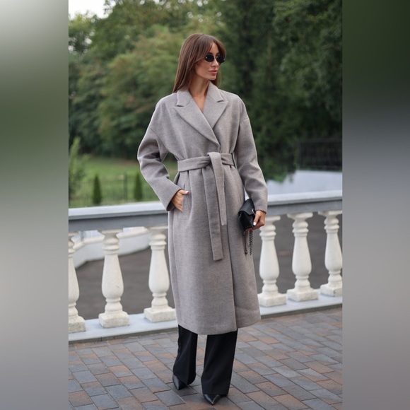 Zara Gray Belted Coat - Picture 5 of 15